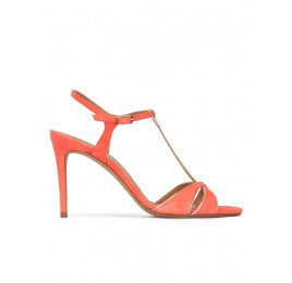 Sandales à talons hauts en daim rose corail Pura López