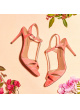 T-bar high heel sandals in coral suede