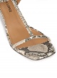 Snake-effect leather t-bar mid heel sandals