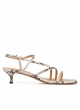 Snake-effect leather mid heel sandals