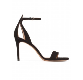 Black suede sandals with ankle strap Pura López