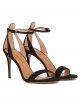 Black suede sandals with ankle strap
