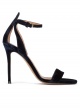 Ankle strap high heel sandals in night blue velvet