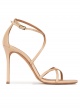 Strappy high heel sandals in beige leather