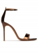 Bronze party high heel sandals in metallic leather