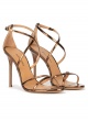 Strappy heeled sandals in bronze metallic leather