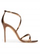 Strappy heeled sandals in bronze metallic leather