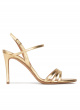 Strappy high-heeled sandals in gold metallic leather