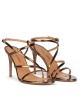 Minimalist design high heel sandals in bronze leather