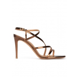 Minimalist design high heel sandals in bronze leather Pura López
