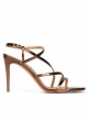 Minimalist design high heel sandals in bronze leather