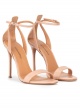 High heel sandals in nude leather