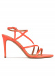 Strappy high stiletto heel sandals in coral pink leather