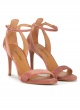 Ankle strap 90mm heel sandals in nude velvet