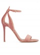 Ankle-strap high heel sandals in nude velvet