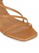 Strappy mid heel sandals in camel leather