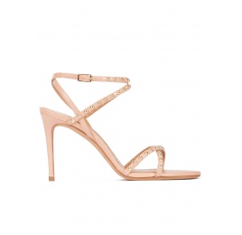 Studded high-heeled sandals in nude leather Pura López
