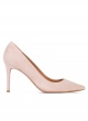 Nude suede high heel pointy toe pumps