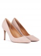 Nude suede high heel pointy toe pumps