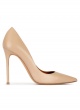 High heel pointy toe pumps in beige leather