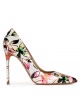 Zapatos de punta con tacón fino de 11 cms con estampado floral