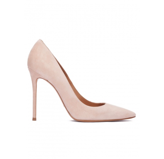 High heel pointy toe pumps in nude suede Pura López