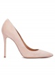 High heel pointy toe pumps in nude suede