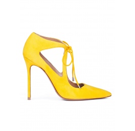 Yellow suede lace-up shoes Pura López