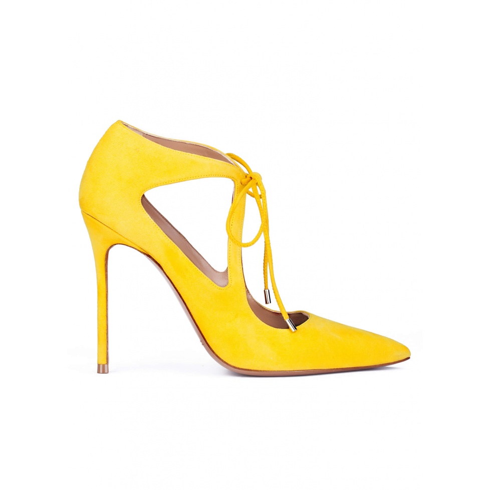 lace up heels yellow