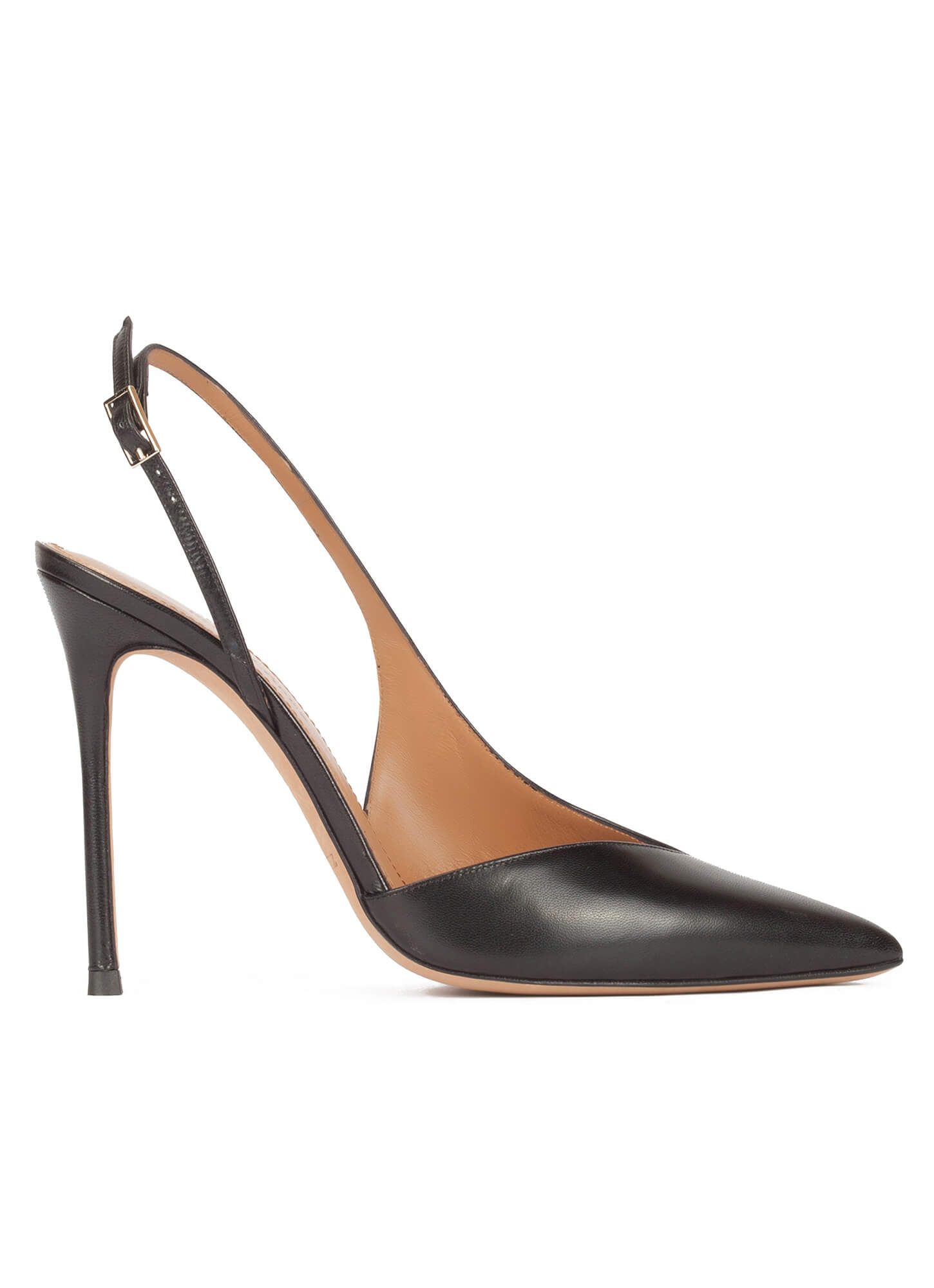 Black leather asymmetric heeled 