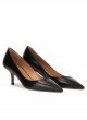 Mid heel pumps in black calf leather