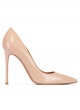 High heel point-toe pumps in nude patent leather