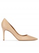 Pointy toe high heel pumps in beige leather