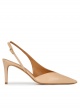 Mid heel slingback pumps in beige leather