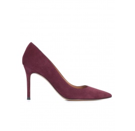 Aubergine suede classic heel pumps Pura López
