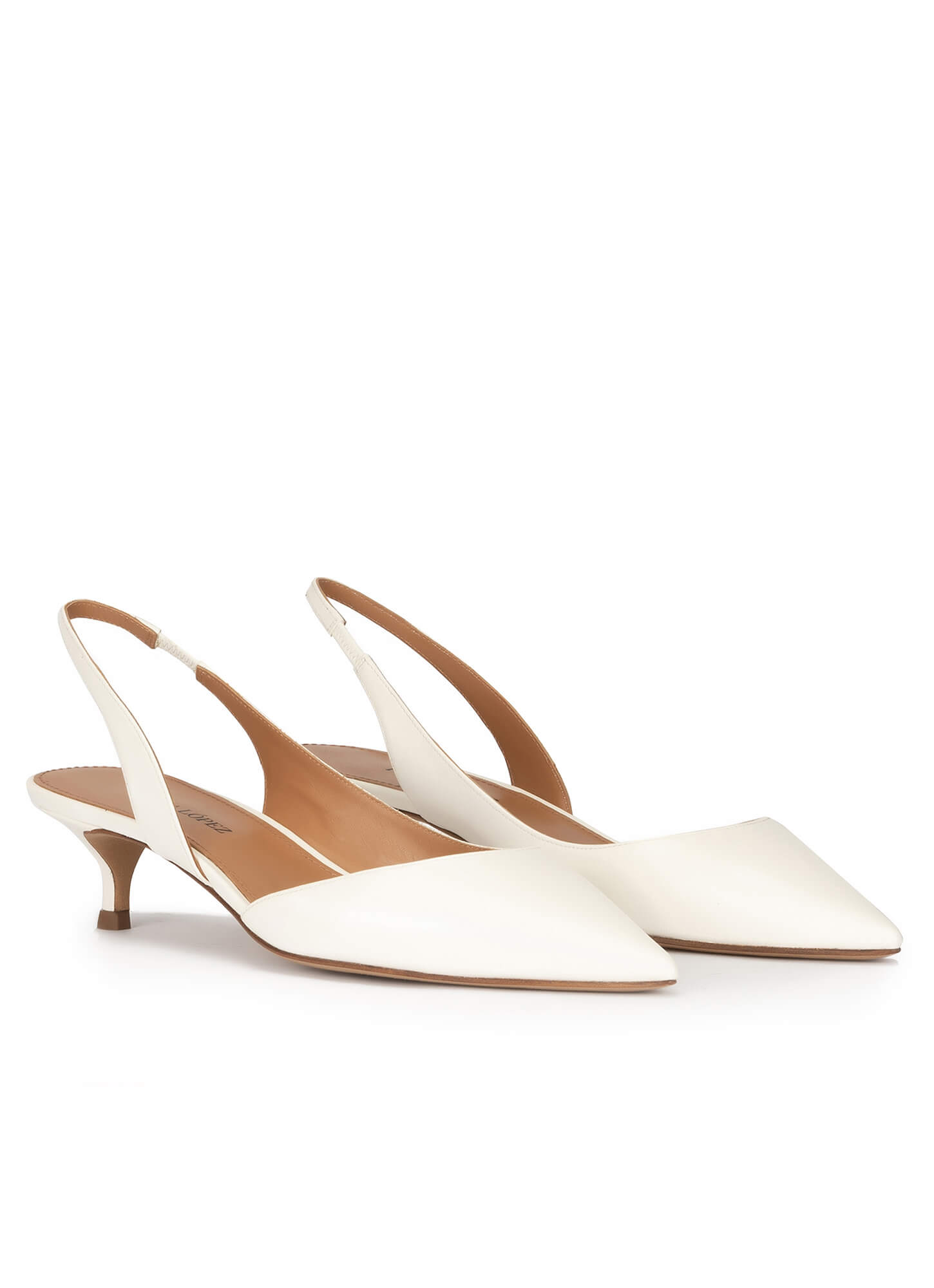 PIA LOW HEELS OFF WHITE LEATHER - Jo Mercer