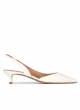 Slingback kitten heel pumps in off-white leather