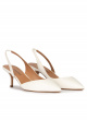 Slingback low heel pumps in offwhite leather