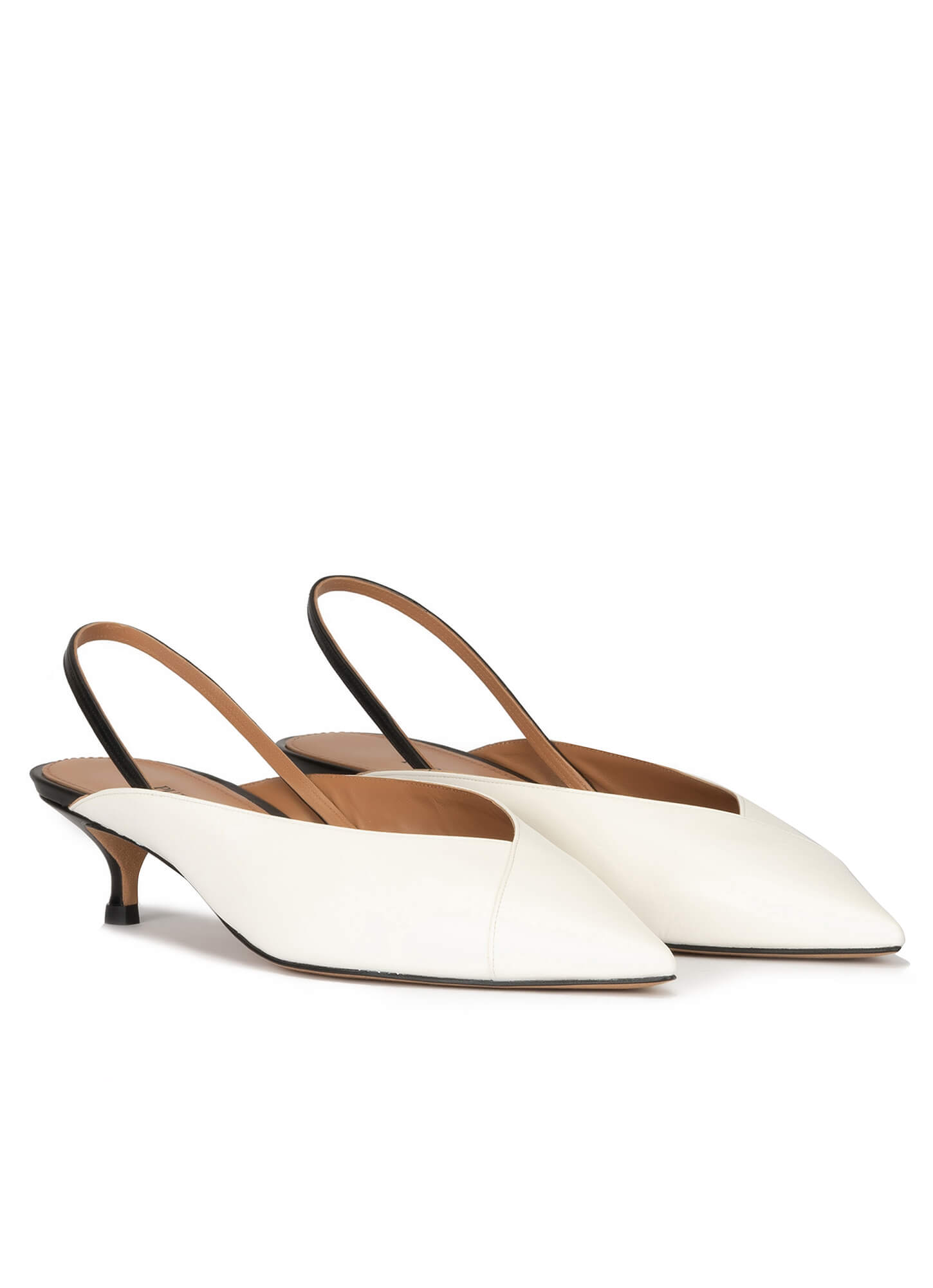 white kitten heel slingback shoes