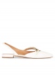 Slingback point-toe flats in off-white leather