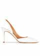 Slingback heeled pumps in off-white leather