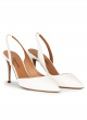 Slingback heeled pumps in off-white leather