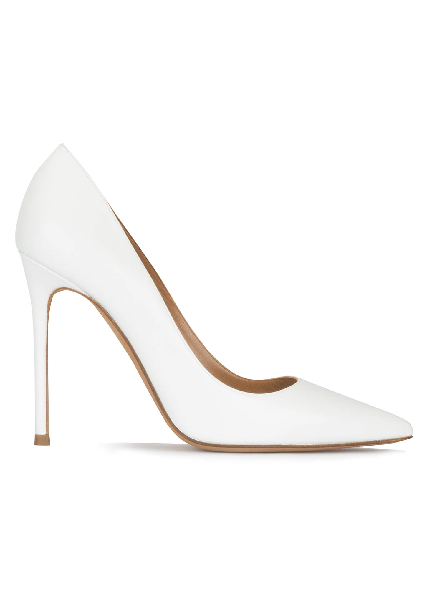 White leather high heel pointy toe 