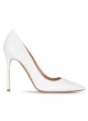 White leather high heel pointy toe pumps