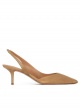 Slingback mid heel pumps in camel suede