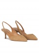 Slingback mid heel pumps in camel suede