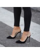 Heeled pointy toe pumps in black suede