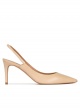 Pointed toe slingback pumps in beige leather