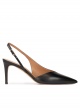 Mid heel slingback shoes in black leather