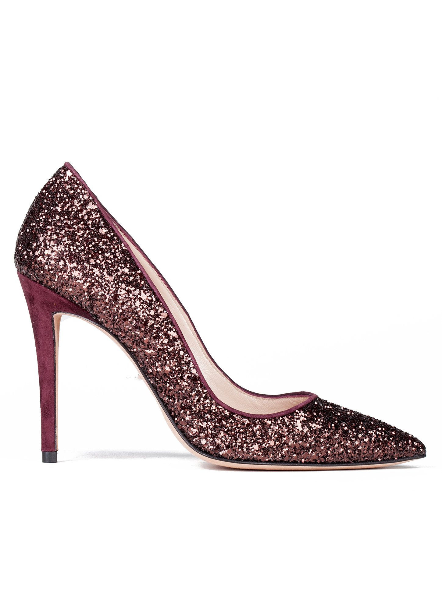 High heel pumps in burgundy glitter - online shoe store Pura Lopez ...
